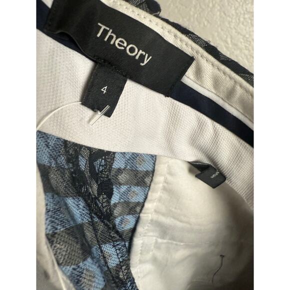 Theory Classic Slim Crop Geometric Jacquard Mid Rise Trouser Pants Size 4 - Picture 9 of 10